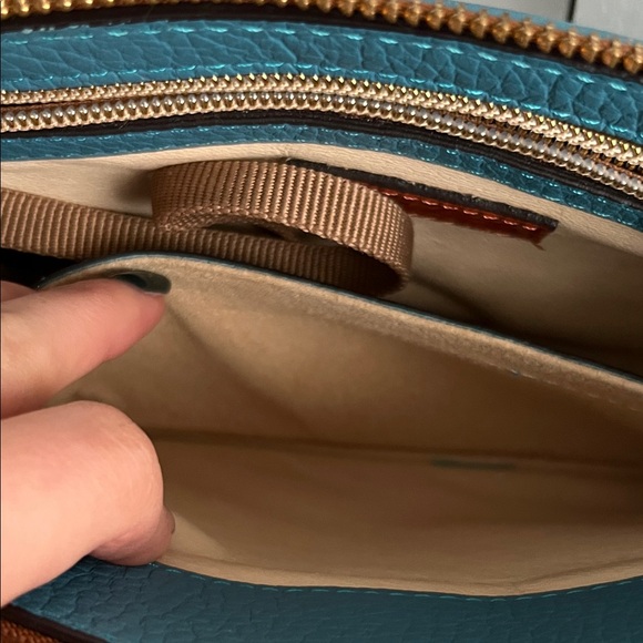 Dooney & Bourke Teal and Brown Crossbody Bag - Picture 10 of 10